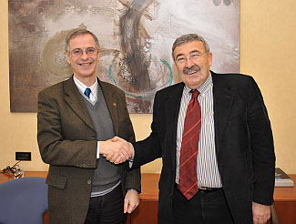El rector de la UdL, Joan Viñas, i el president de la Cambra, Joan Simó