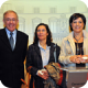 Ximo Company, la vicerectora de Recerca, Ana Pelacho, i Olga Martín
