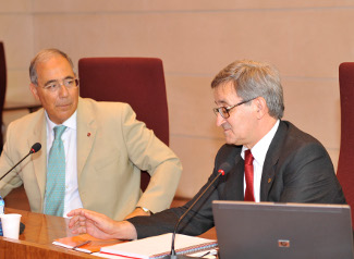 Felipe Petriz Calvo (secretari d'Estat d'Investigació Ministeri de Ciència i Innovació), amb Roberto Fernández, rector de la Universitat de Lleida