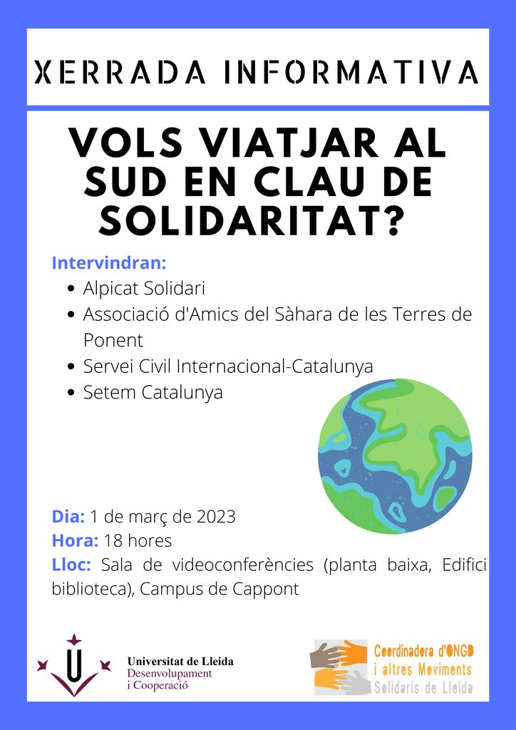 Xerrada informativa "Vols viatjar al Sud en clau de Solidaritat?"